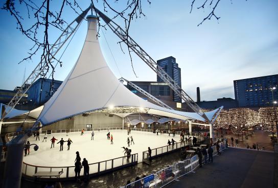 Crown Center Ice Terrace at Dusk